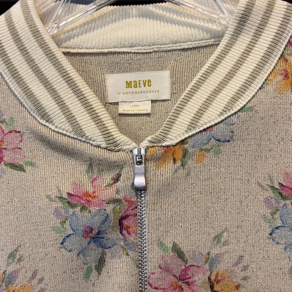 Anthropologie Maeve Floral Knit Jacket - Picture 3 of 10